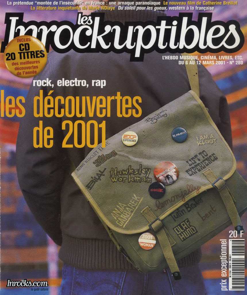 INROCKUPTIBLES | LES magazine side cover Issue 280 6 March 2001