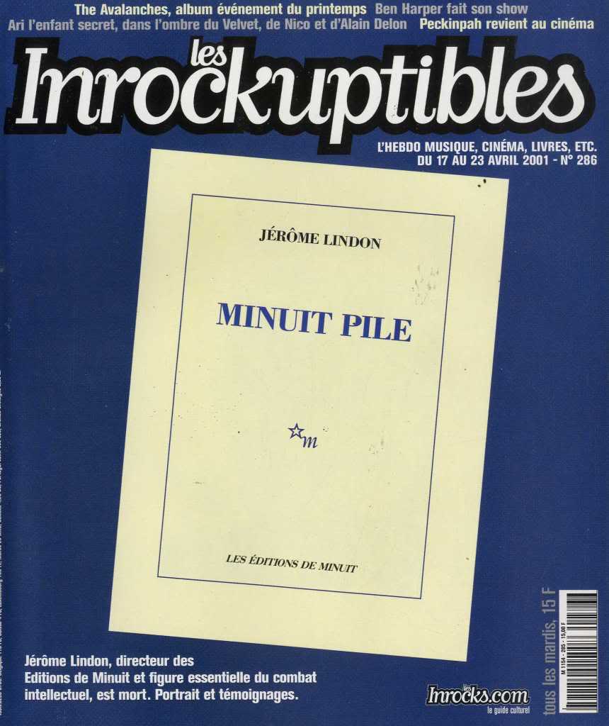 INROCKUPTIBLES | LES magazine side cover Issue 286 17 April 2001