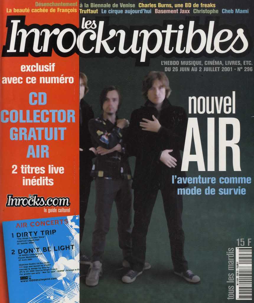 INROCKUPTIBLES | LES magazine side cover Issue 296 26 June 2001