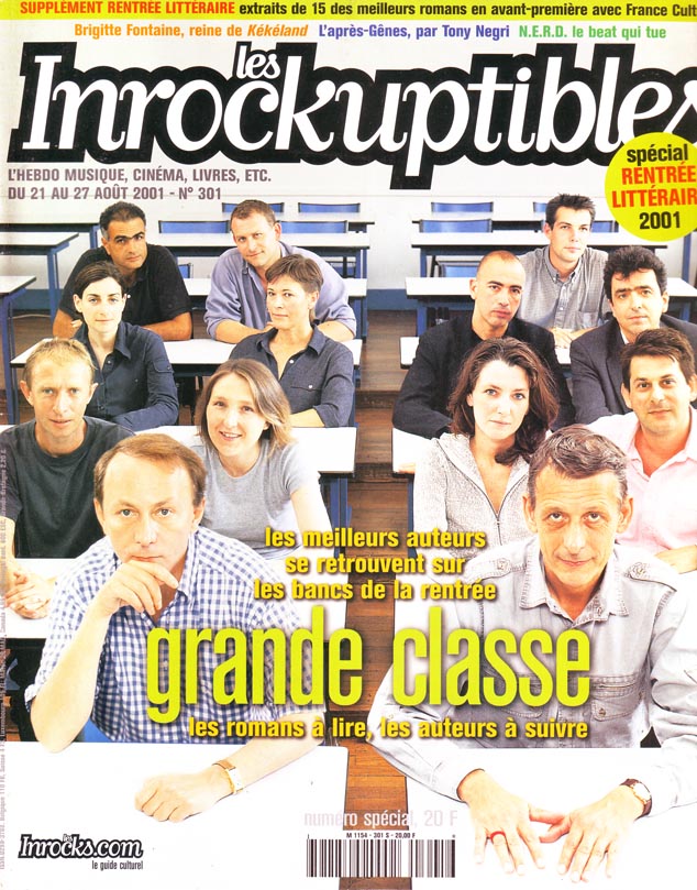 INROCKUPTIBLES | LES magazine side cover Issue 301 21 August 2001