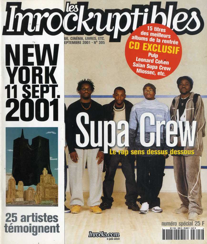 INROCKUPTIBLES | LES magazine side cover Issue 305 18 September 2001