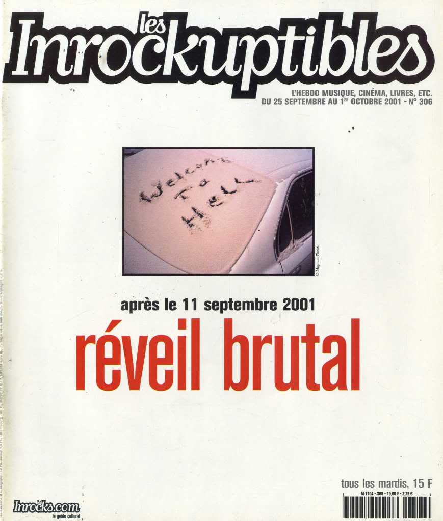 INROCKUPTIBLES | LES magazine side cover Issue 306 25 September 2001