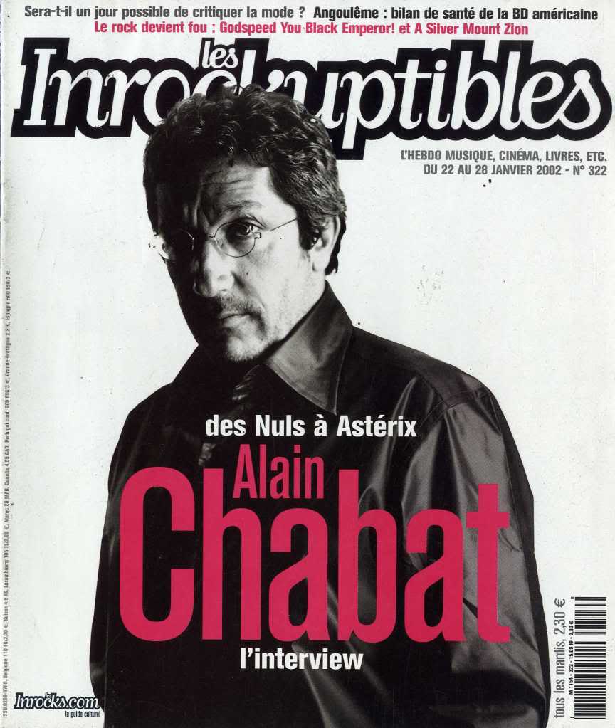 INROCKUPTIBLES | LES magazine side cover Issue 322 22 January 2002