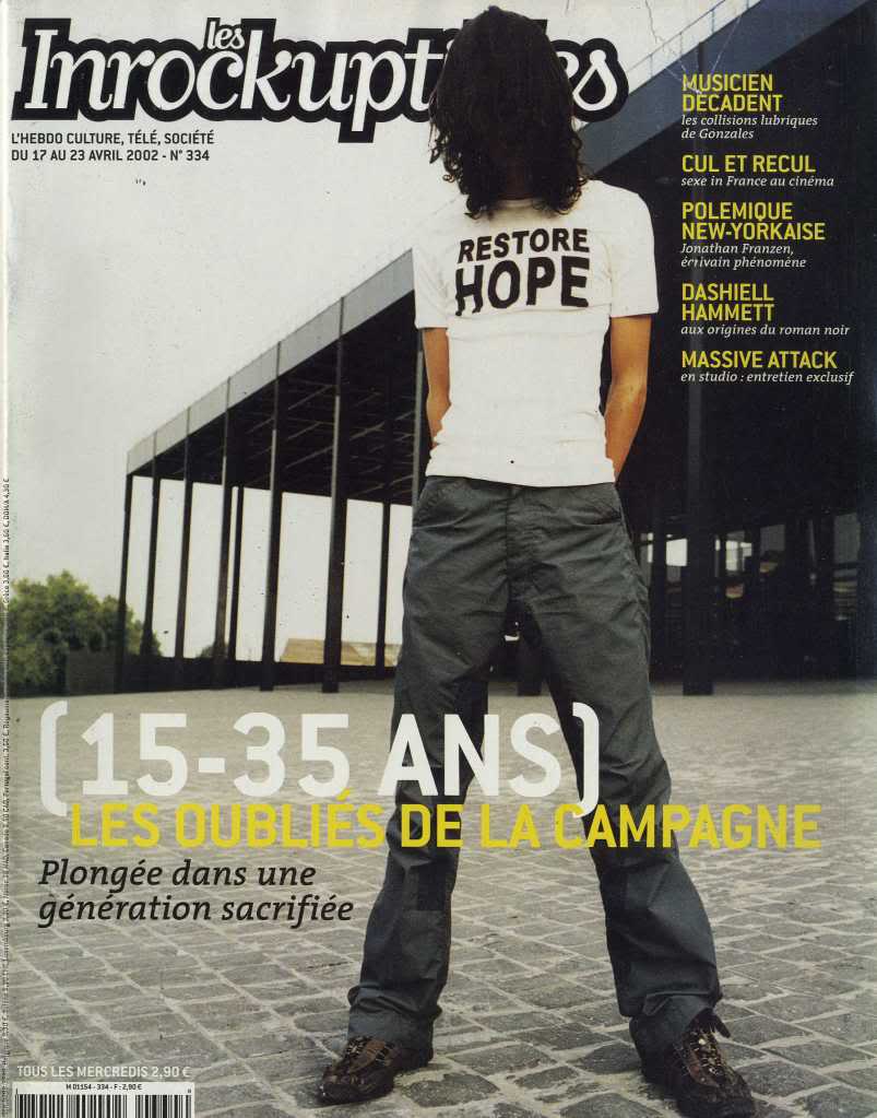 INROCKUPTIBLES | LES magazine side cover Issue 334 17 April 2002