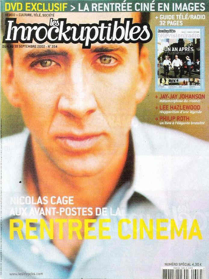 INROCKUPTIBLES | LES magazine side cover Issue 354 4 September 2002