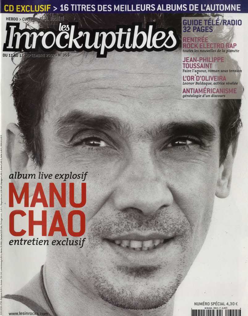 INROCKUPTIBLES | LES magazine side cover Issue 355 11 September 2002