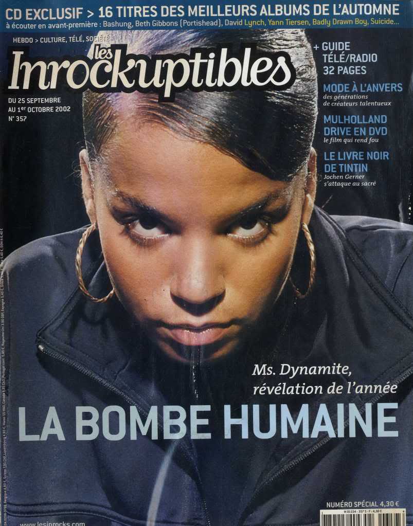 INROCKUPTIBLES | LES magazine side cover Issue 357 25 September 2002