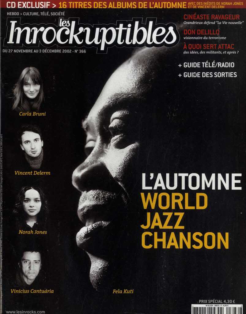 INROCKUPTIBLES | LES magazine side cover Issue 366 27 November 2002