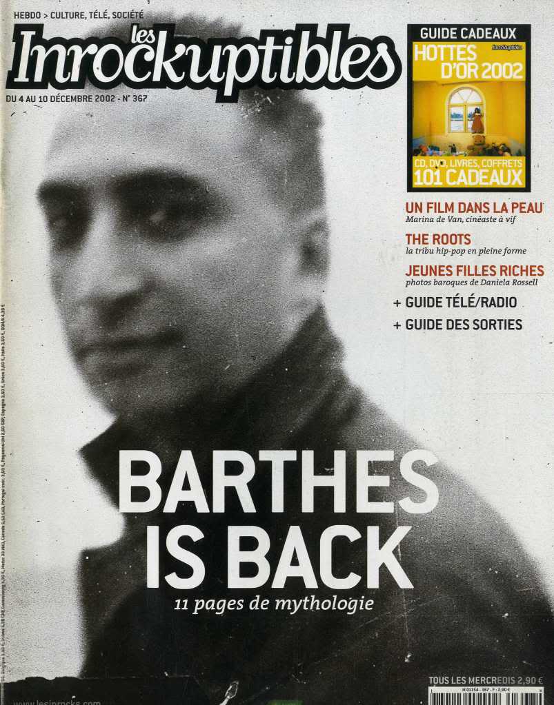INROCKUPTIBLES | LES magazine side cover Issue 367 4 December 2002