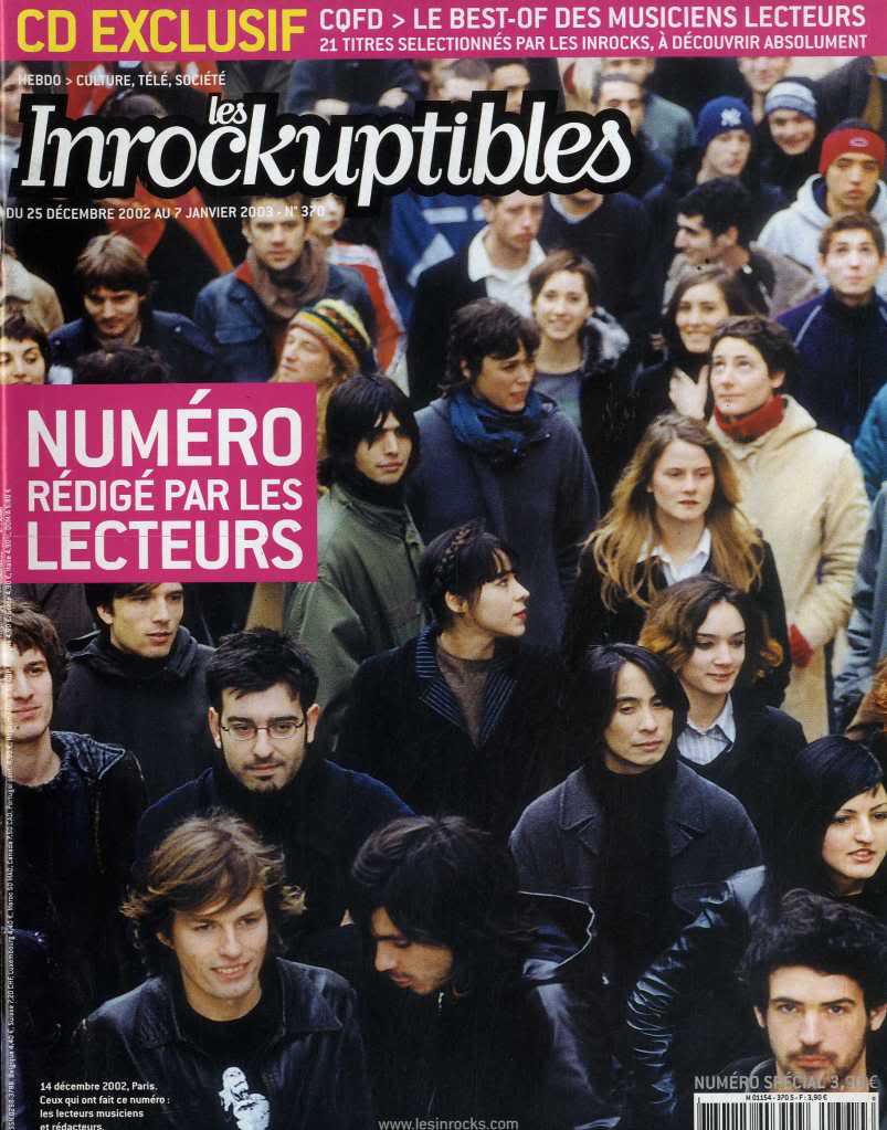 INROCKUPTIBLES | LES magazine side cover Issue 370 25 December 2002