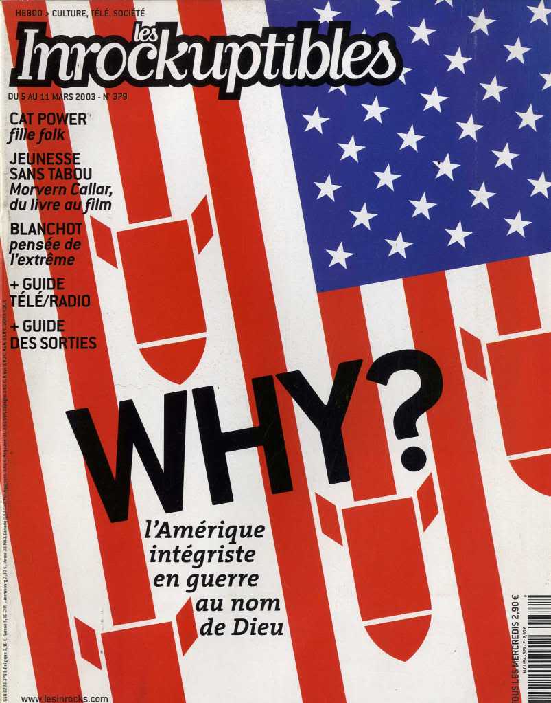 INROCKUPTIBLES | LES magazine side cover Issue 379 5 March 2003