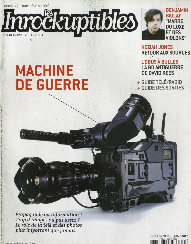 INROCKUPTIBLES | LES magazine side cover Issue 384 9 April 2003