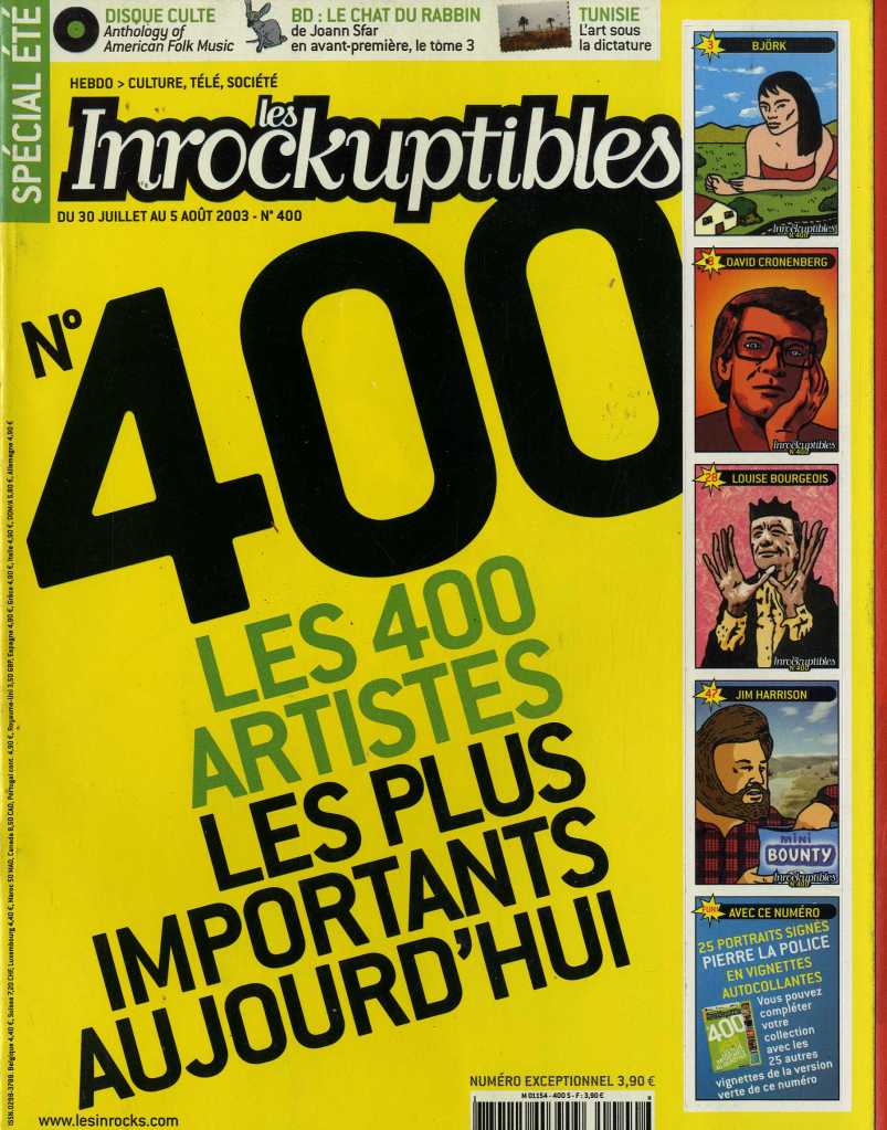 INROCKUPTIBLES | LES magazine side cover Issue 400 30 July 2003