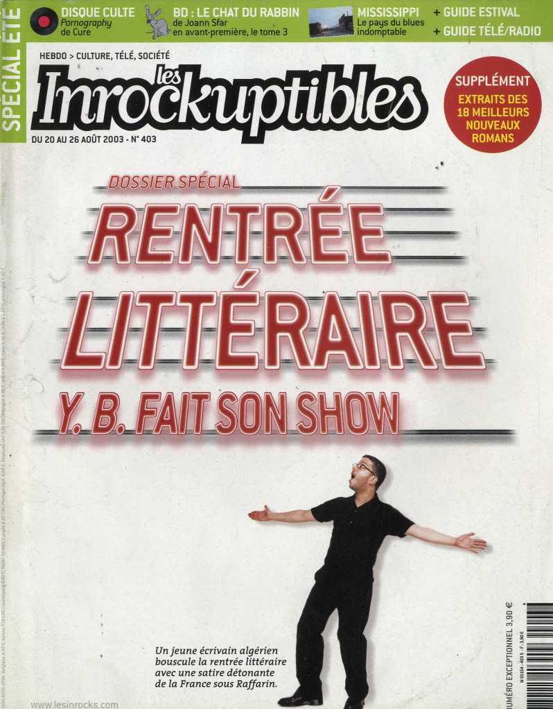 INROCKUPTIBLES | LES magazine side cover Issue 403 20 August 2003