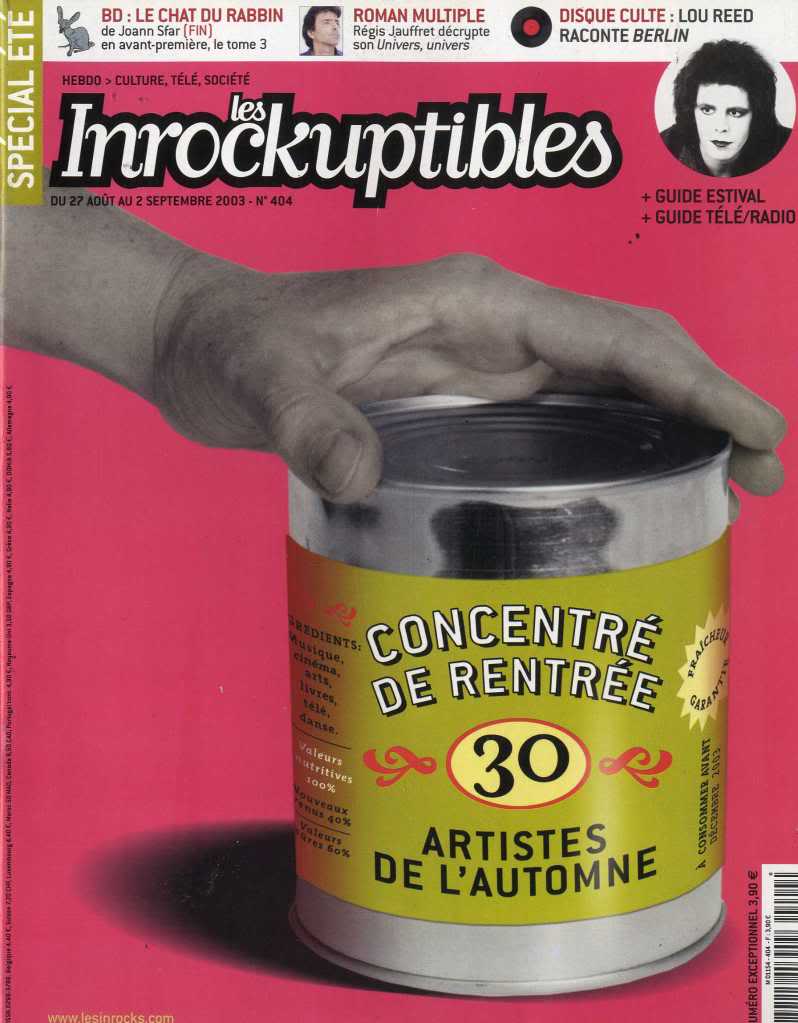 INROCKUPTIBLES | LES magazine side cover Issue 404 27 August 2003