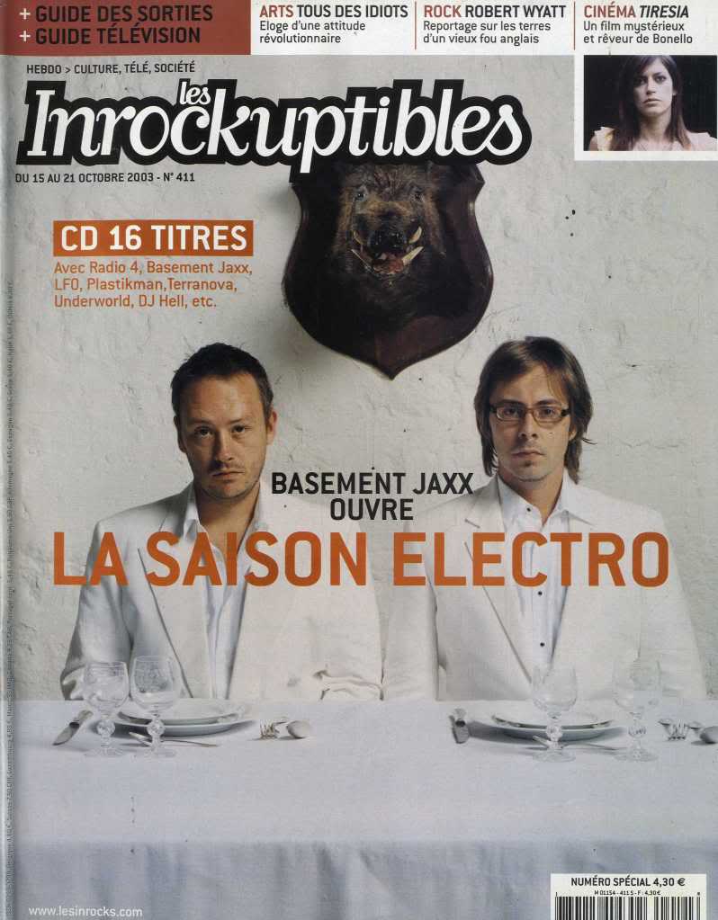 INROCKUPTIBLES | LES magazine side cover Issue 411 15 October 2003
