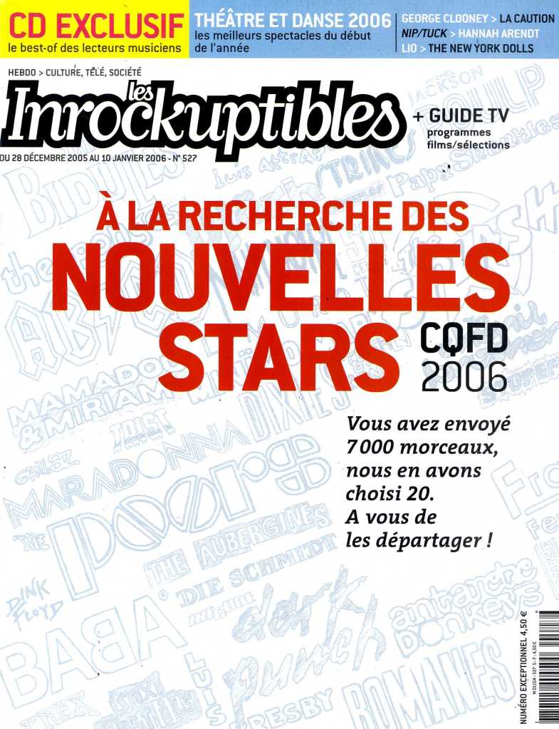 INROCKUPTIBLES | LES magazine side cover Issue 527 4 January 2006