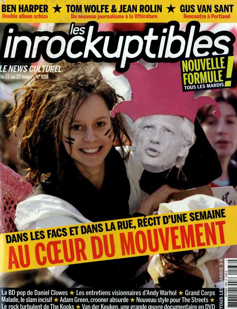 INROCKUPTIBLES | LES magazine side cover Issue 538 21 March 2006