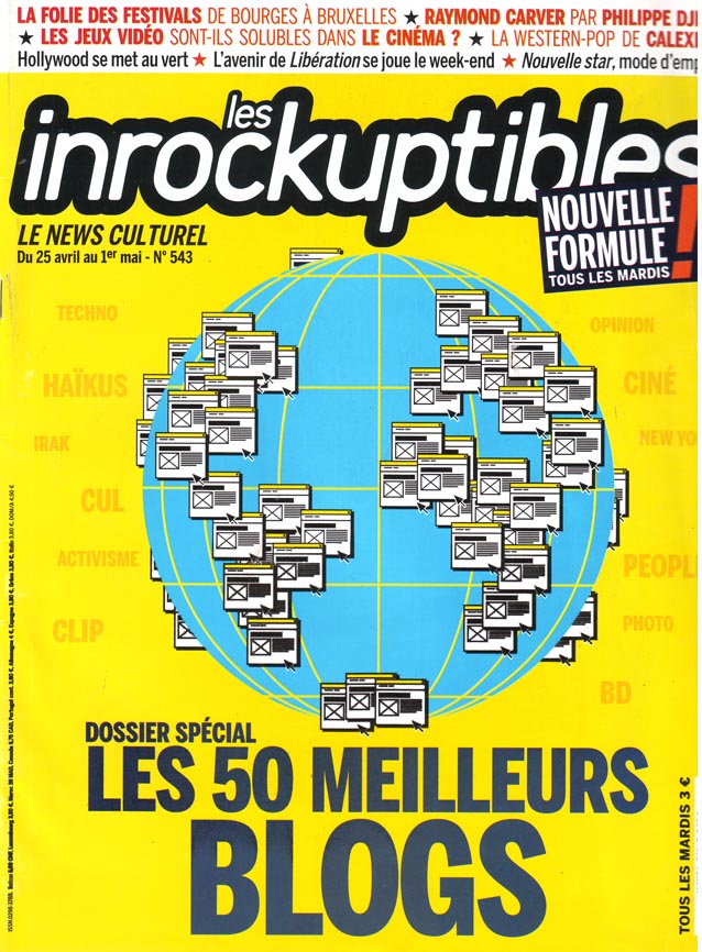 INROCKUPTIBLES | LES magazine side cover Issue 543 25 April 2006