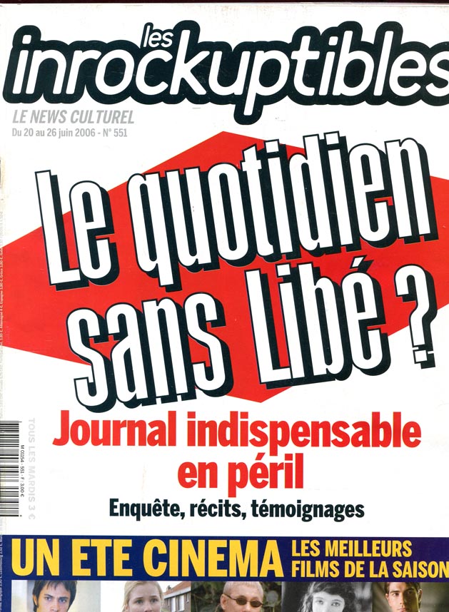 INROCKUPTIBLES | LES magazine side cover Issue 551 20 June 2006