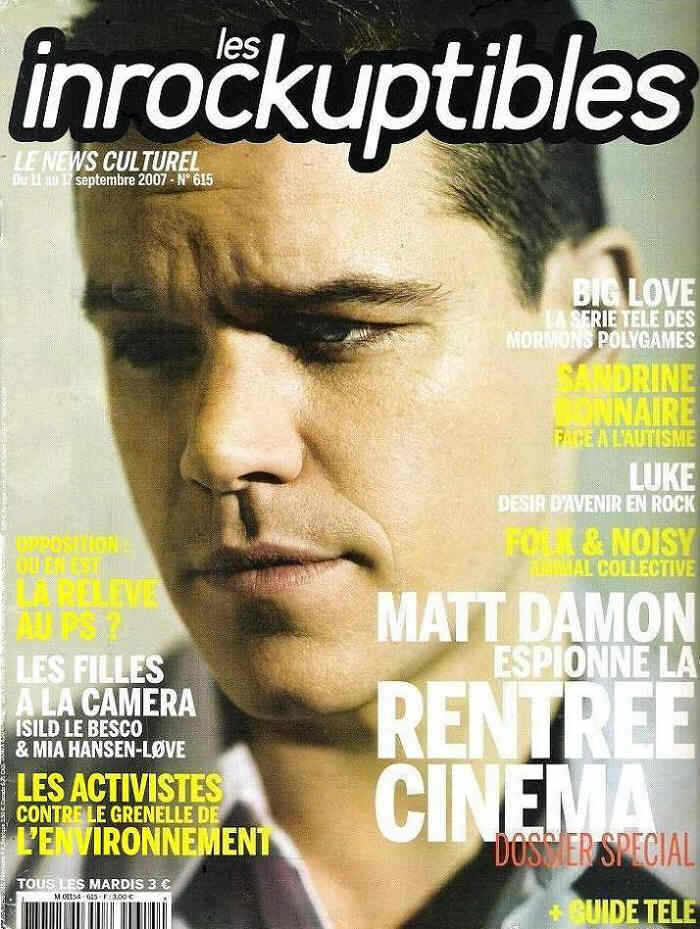 INROCKUPTIBLES | LES magazine side cover Issue 615 11 September 2007