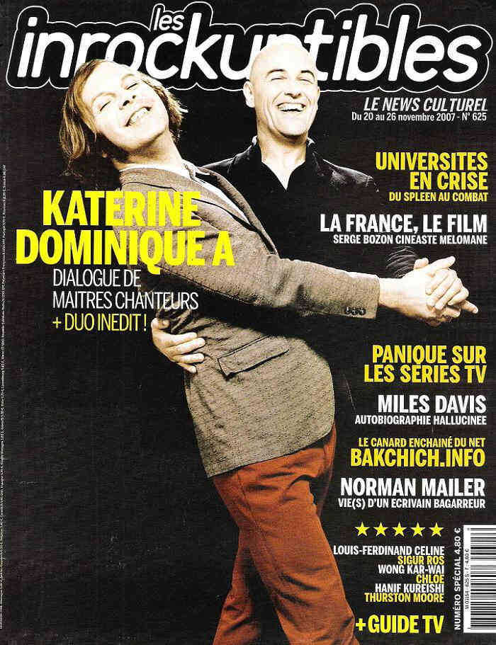 INROCKUPTIBLES | LES magazine side cover Issue 625 20 November 2007