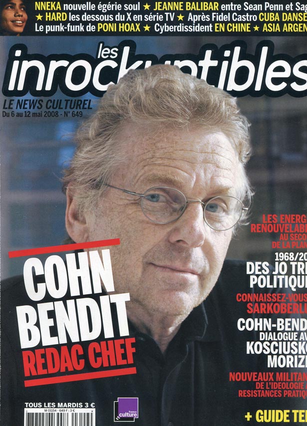 INROCKUPTIBLES | LES magazine side cover Issue 649 6 May 2008