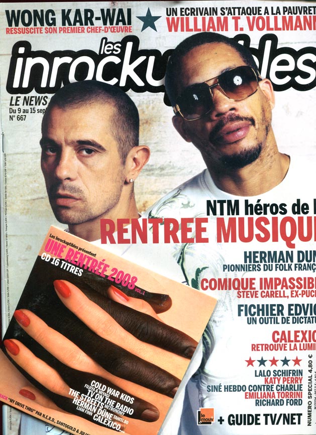 INROCKUPTIBLES | LES magazine side cover Issue 667 9 September 2008