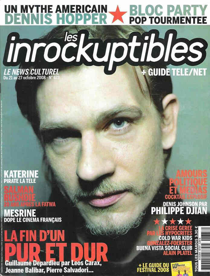 INROCKUPTIBLES | LES magazine side cover Issue 673 21 October 2008