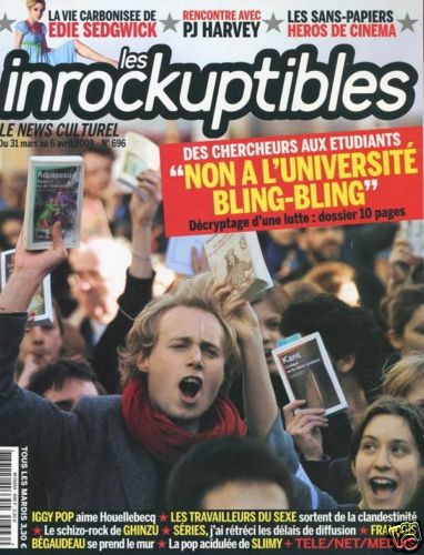 INROCKUPTIBLES | LES magazine side cover Issue 696 31 March 2009