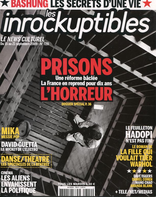 INROCKUPTIBLES | LES magazine side cover Issue 720 15 September 2009
