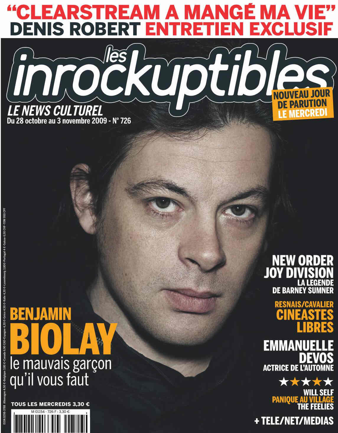 INROCKUPTIBLES | LES magazine side cover Issue 726 28 October 2009