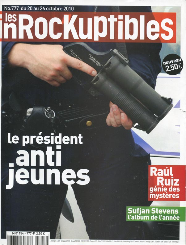 INROCKUPTIBLES | LES magazine side cover Issue 777 20 October 2010