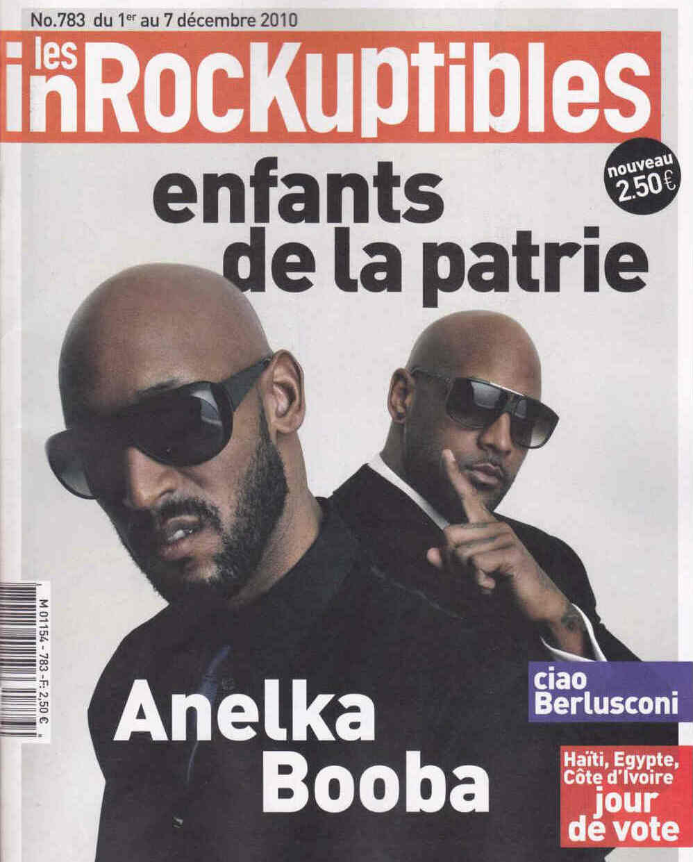 INROCKUPTIBLES | LES magazine side cover Issue 783 1 December 2010