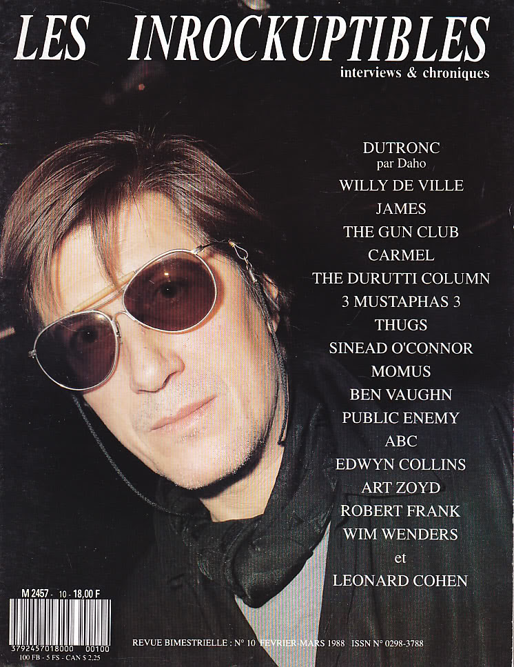 INROCKUPTIBLES | LES magazine side cover Issue 10 February/March 1988