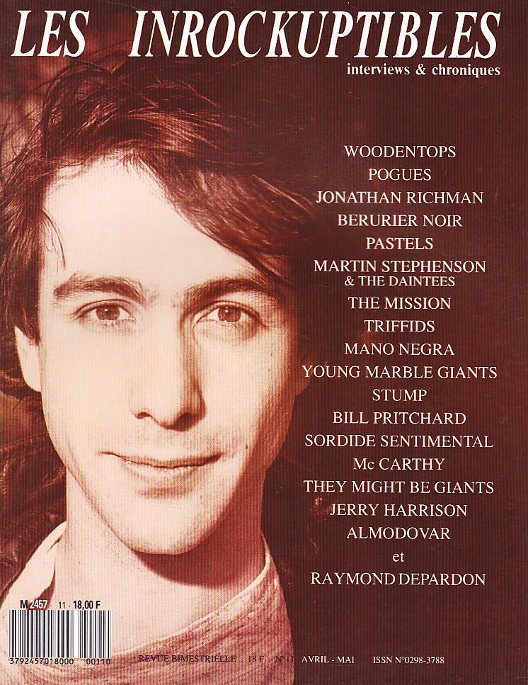 INROCKUPTIBLES | LES magazine side cover Issue 11 April/May 1988