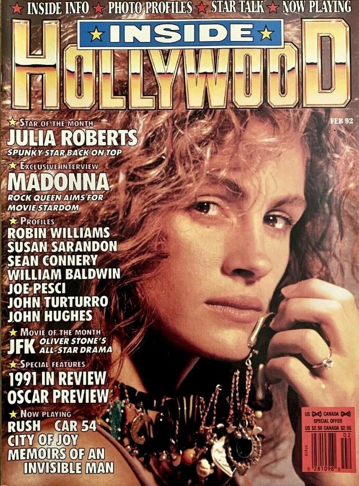INSIDE HOLLYWOOD (90s) magazine side cover Issue 7  Vol 2 # 1  February 1992
