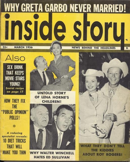 INSIDE STORY magazine side cover March 1956