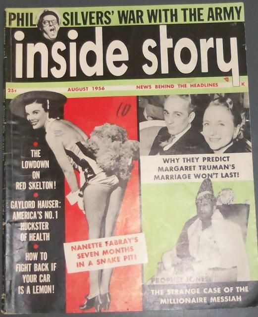 INSIDE STORY magazine side cover August 1956