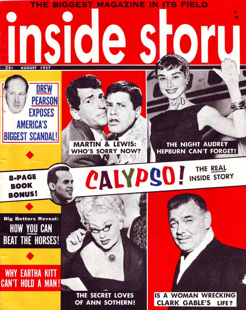 INSIDE STORY magazine side cover August 1957