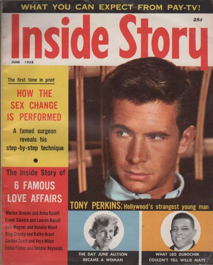 INSIDE STORY magazine side cover June 1958