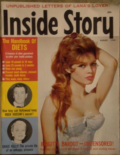 INSIDE STORY magazine side cover August 1958