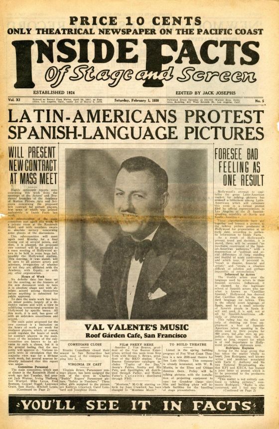 INSIDE FACTS OF STAGE AND SCREEN magazine side cover 1 February 1930