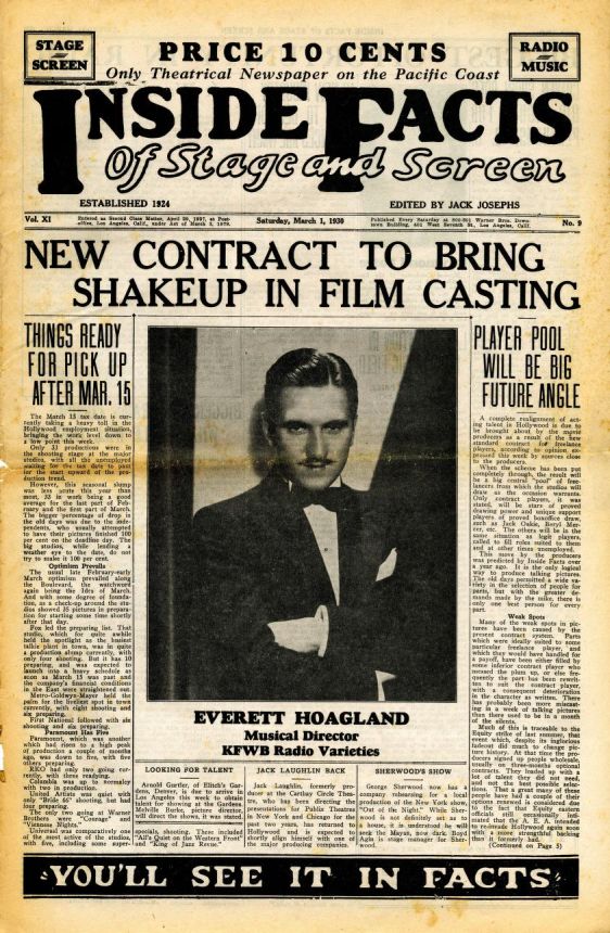 INSIDE FACTS OF STAGE AND SCREEN magazine side cover 1 March 1930