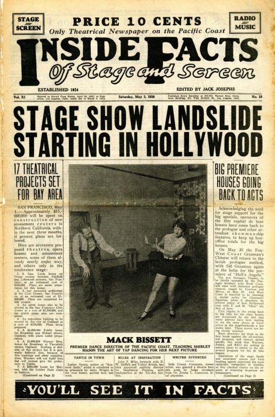 INSIDE FACTS OF STAGE AND SCREEN magazine side cover 3 May 1930
