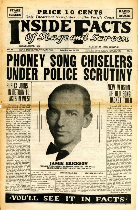 INSIDE FACTS OF STAGE AND SCREEN magazine side cover 10 May 1930