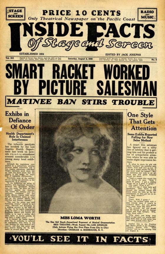 INSIDE FACTS OF STAGE AND SCREEN magazine side cover 2 August 1930