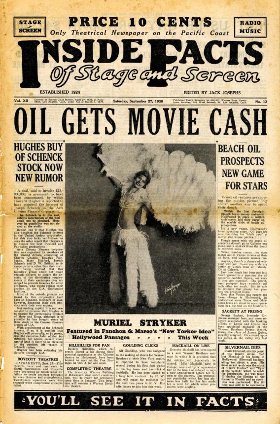 INSIDE FACTS OF STAGE AND SCREEN magazine side cover 27 September 1930