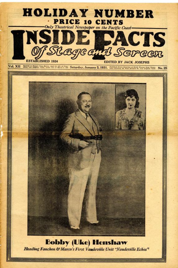 INSIDE FACTS OF STAGE AND SCREEN magazine side cover 3 January 1931