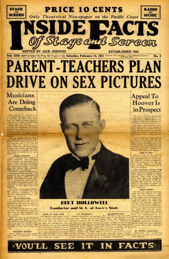 INSIDE FACTS OF STAGE AND SCREEN magazine side cover 14 February 1931